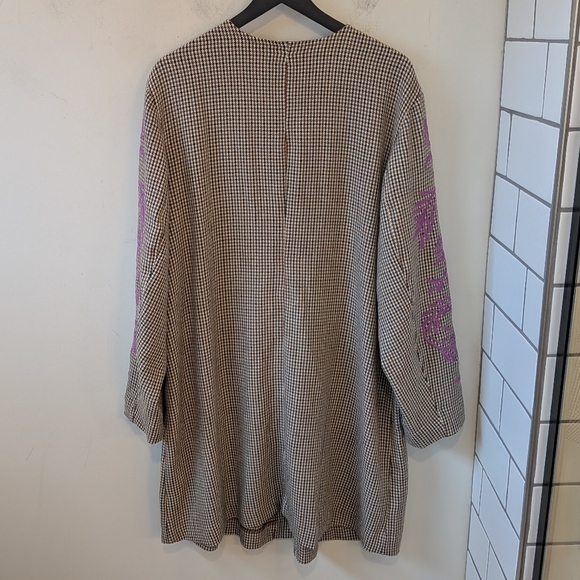 J. Jill Women's Houndstooth Embroidered Boho Jacket Stretch 2X Plaid Coat - Picture 6 of 9